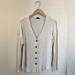 Urban Outfitters - Out From Under Ribbed Button Down Long Sleeve Top, Size M